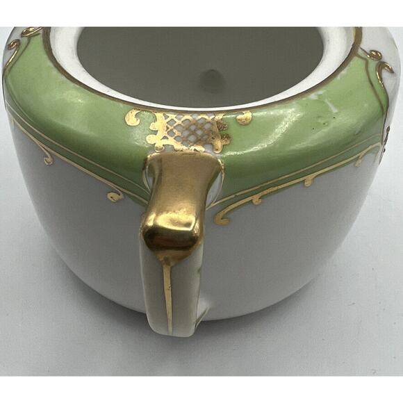 Teapot Nippon Square Plate Gold Trim Handles Rose Design Porcelain Hand Painted - Picture 11 of 12